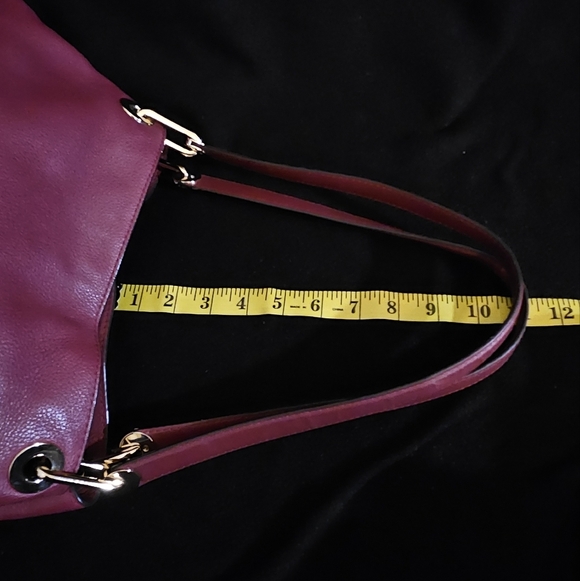 Michael Kors Raven Merlot Large Pebble Leather Shoulder Bag - Picture 8 of 15